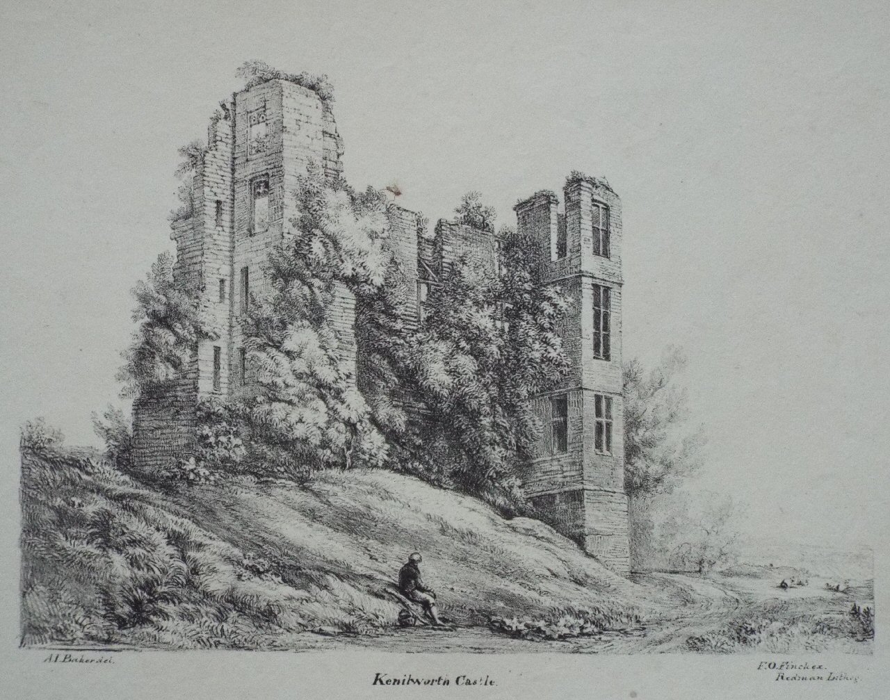 Lithograph - Kenilworth Castle. - Finch